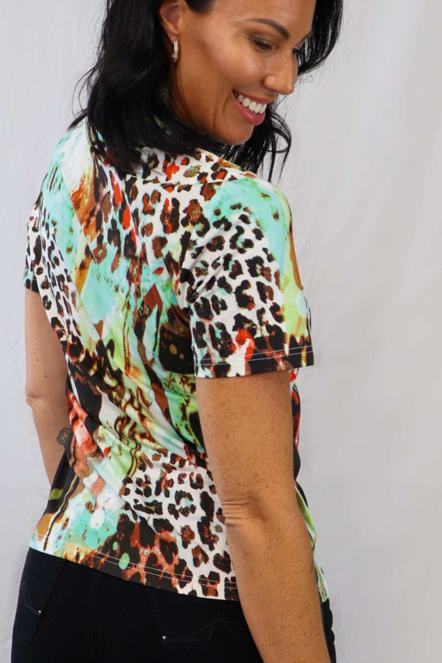 Print Zip Top - Green