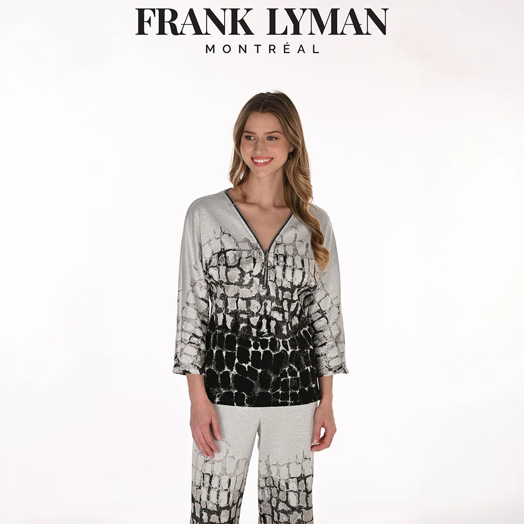Frank Lyman Knit Top - Black/Grey