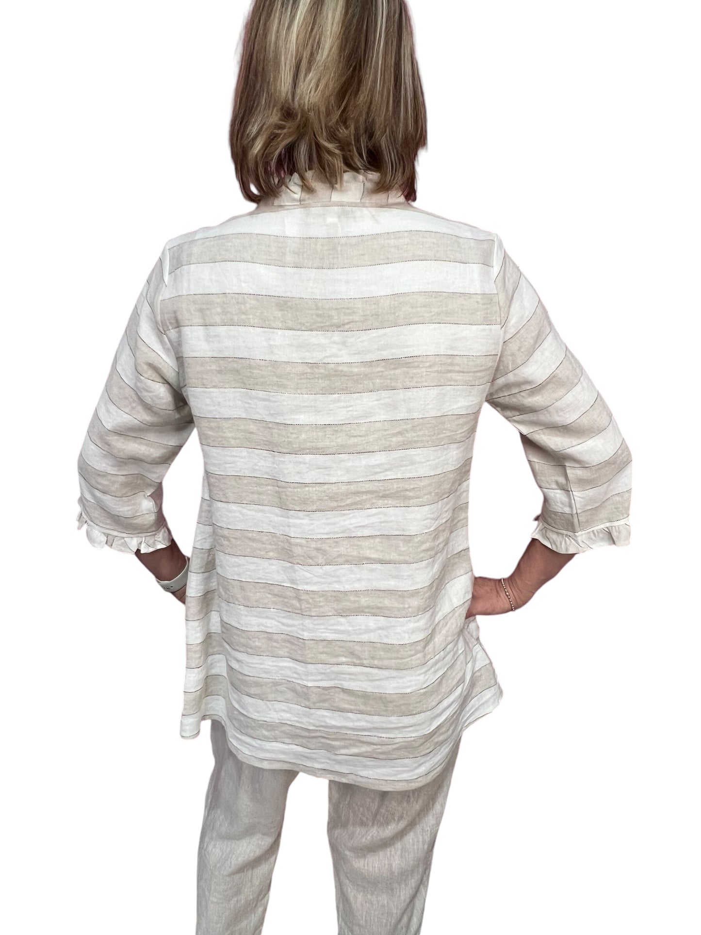 See Saw Frilled Neck Top - Natural