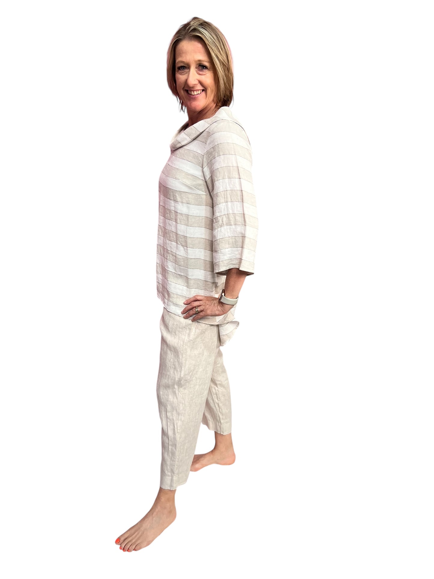 See Saw Cowl Neck Top - Natural