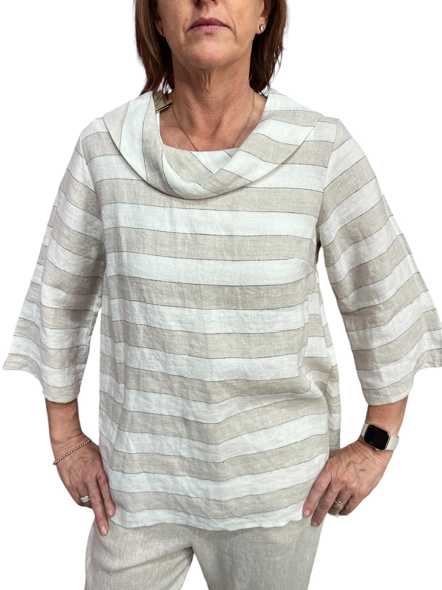 See Saw Cowl Neck Top - Natural