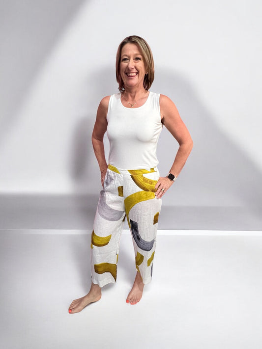 See Saw Linen Pant - Abstract Print