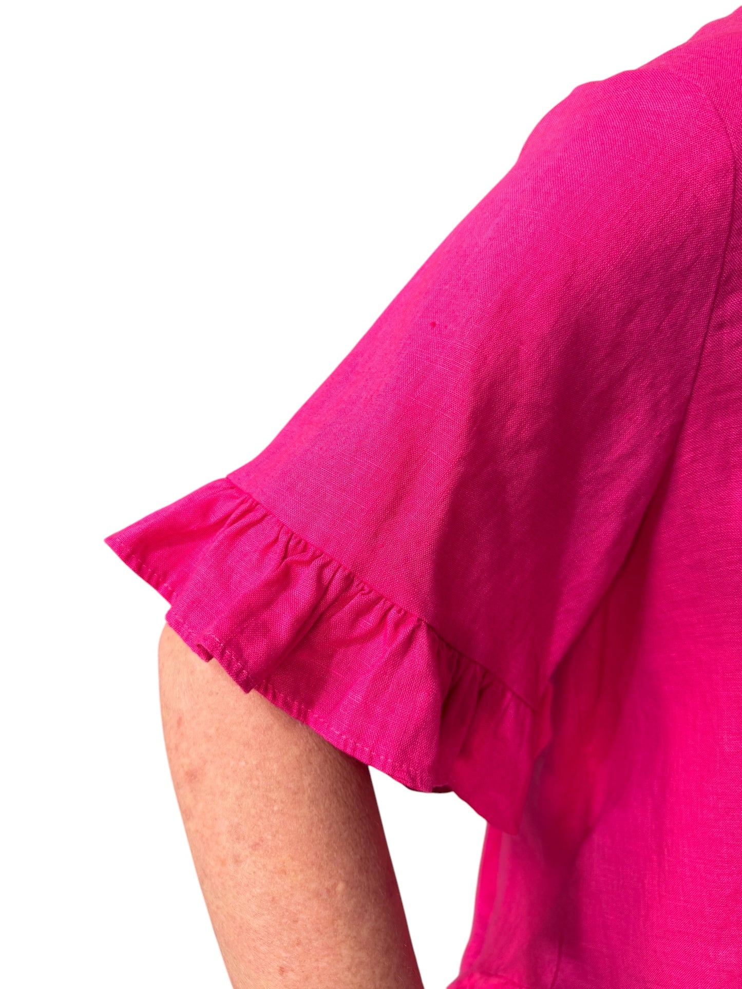 Worthier Ruffle Trim Top - Fuchsia