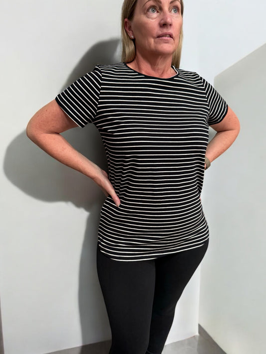 See Saw Stripe Tee - B/W