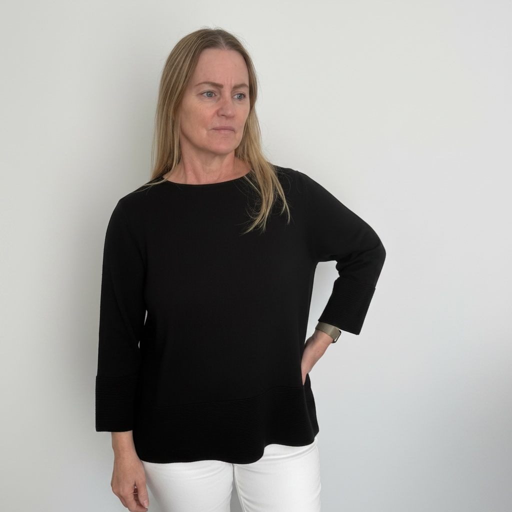 See Saw Rib Knit Top - Black (Copy)