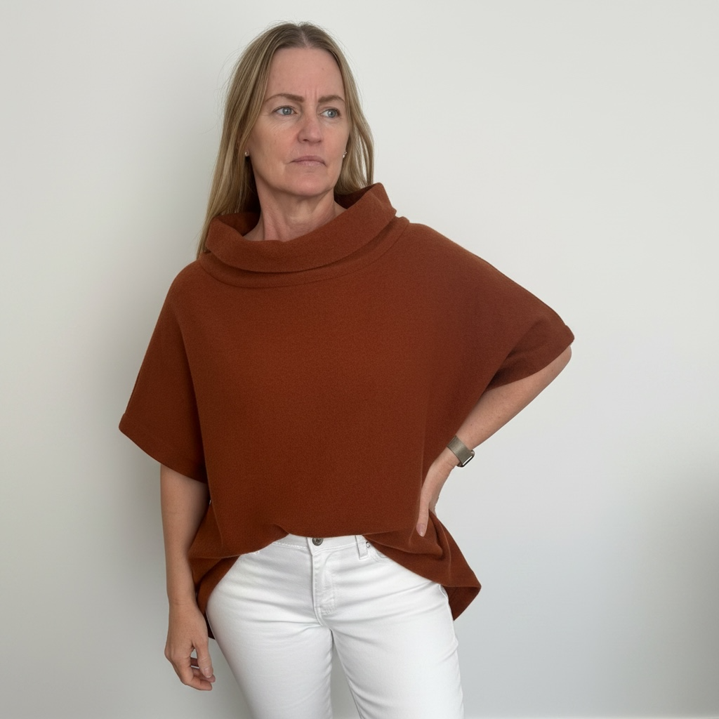 See Saw Cowl Neck Knit Top - Ginger