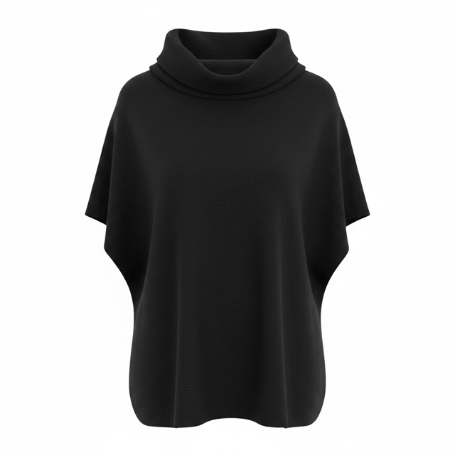 See Saw Cowl Neck Knit Top - Black