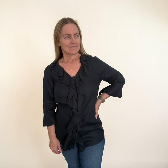See Saw Ruffle Shirt - Navy