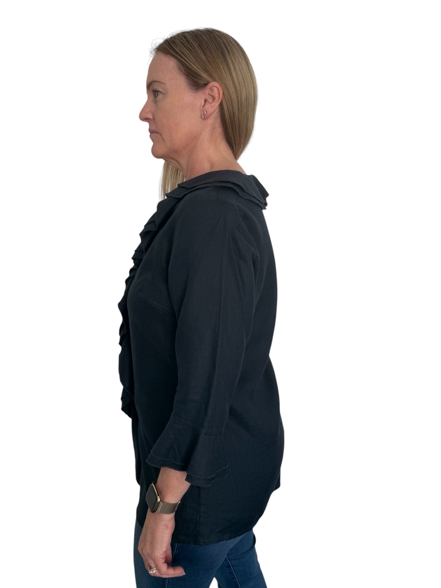 See Saw Ruffle Shirt - Navy