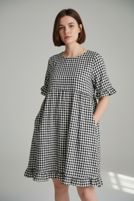 Worthier Gingham Dress - B/W