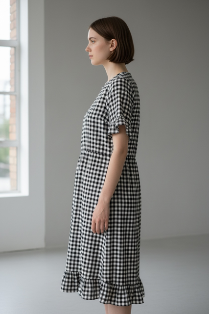 Worthier Gingham Dress - B/W