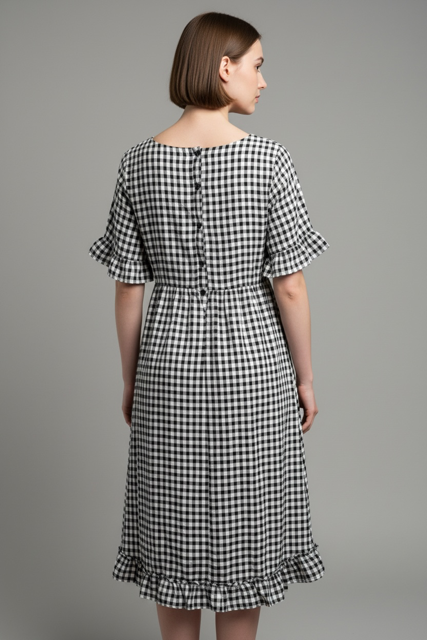 Worthier Gingham Dress - B/W
