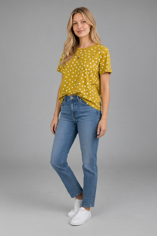 See Saw Pokka Dot Tee - Mustard