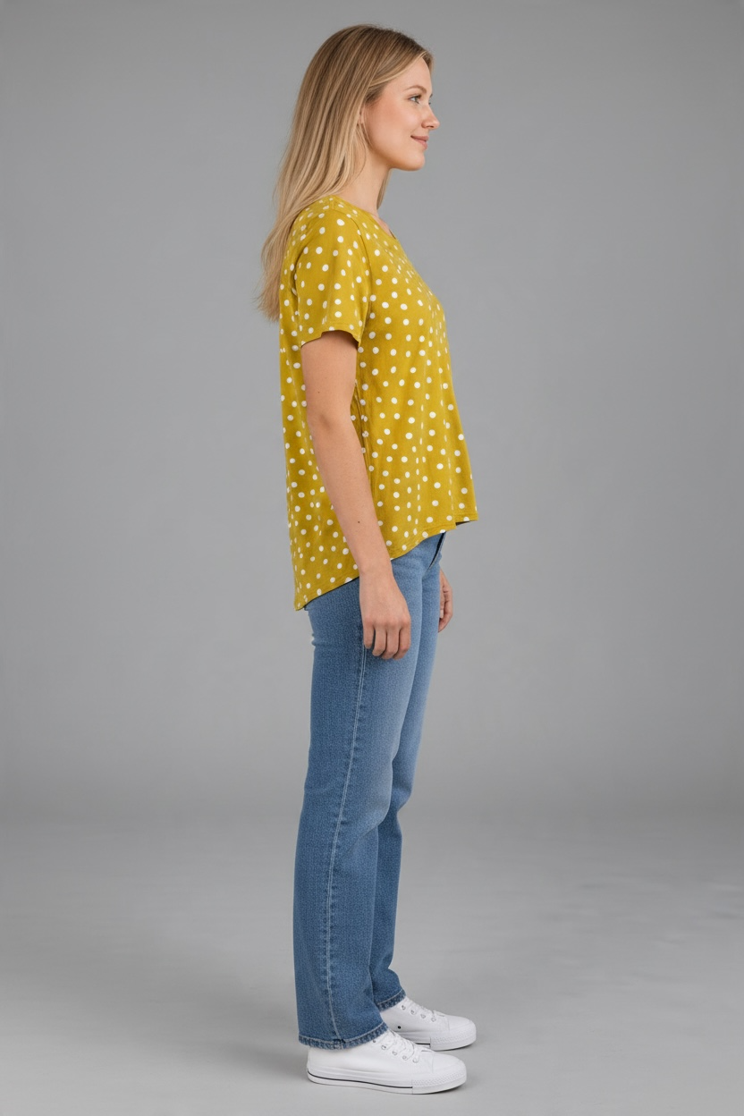 See Saw Pokka Dot Tee - Mustard