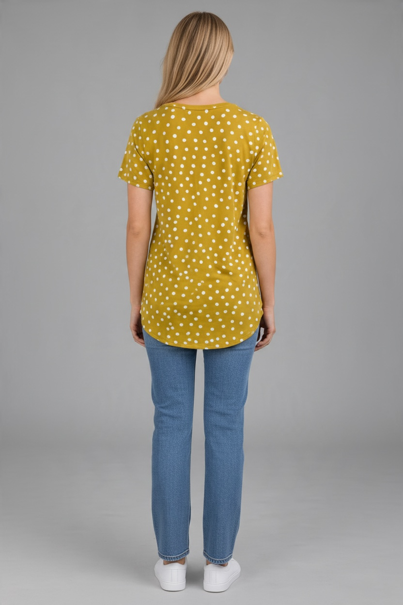 See Saw Pokka Dot Tee - Mustard
