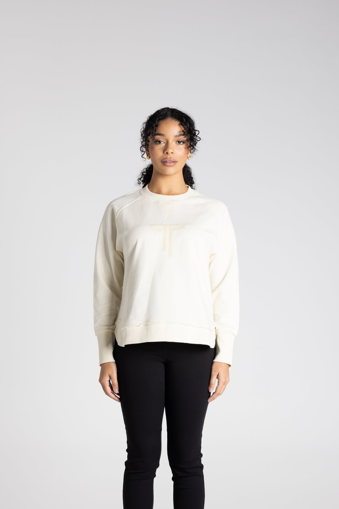 Two T's Raw Logo Sweater - Ivory