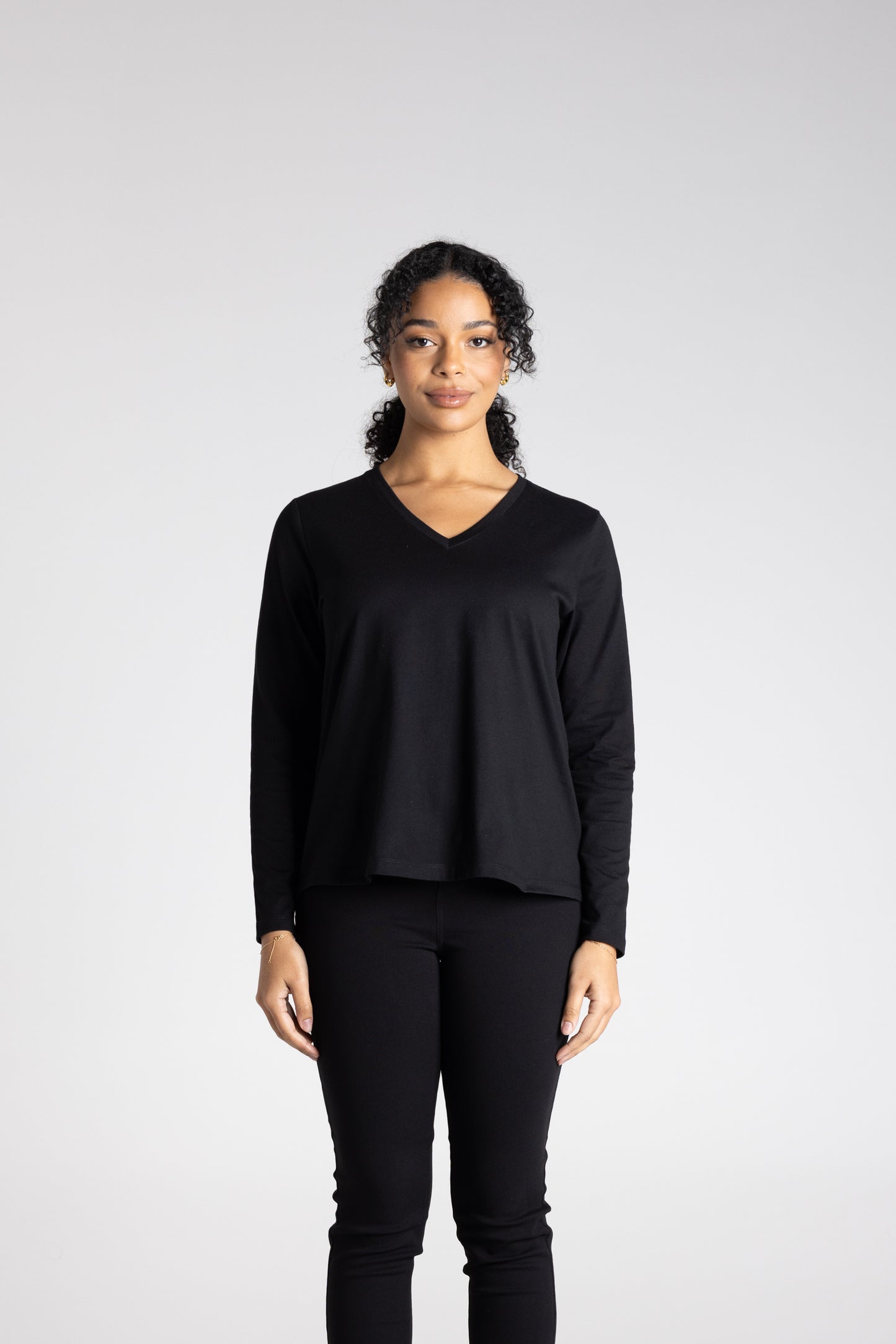 Two T's V Neck Top - Black