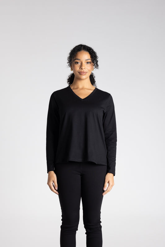 Two T's V Neck Top - Black