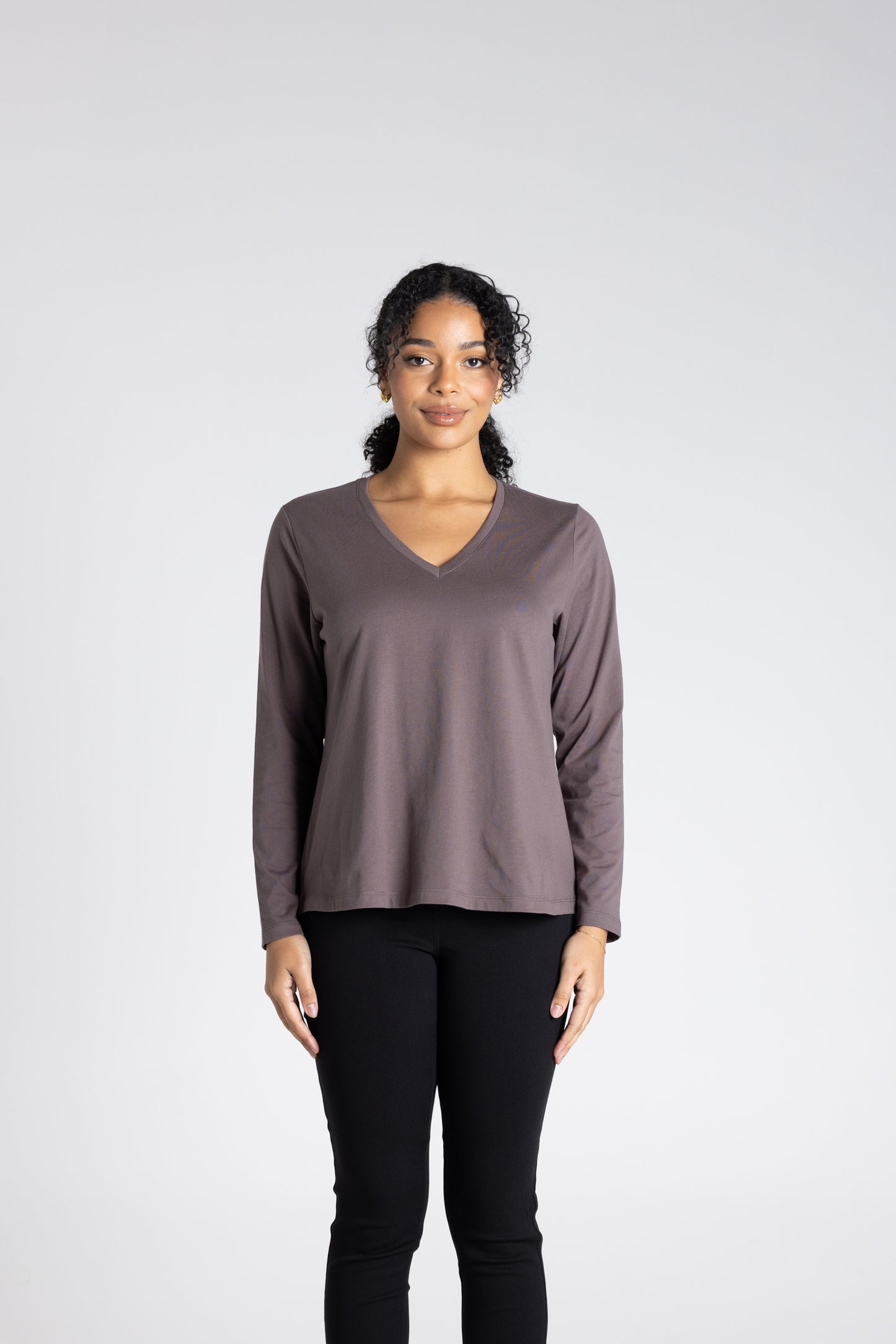 Two T's V Neck Top - Black
