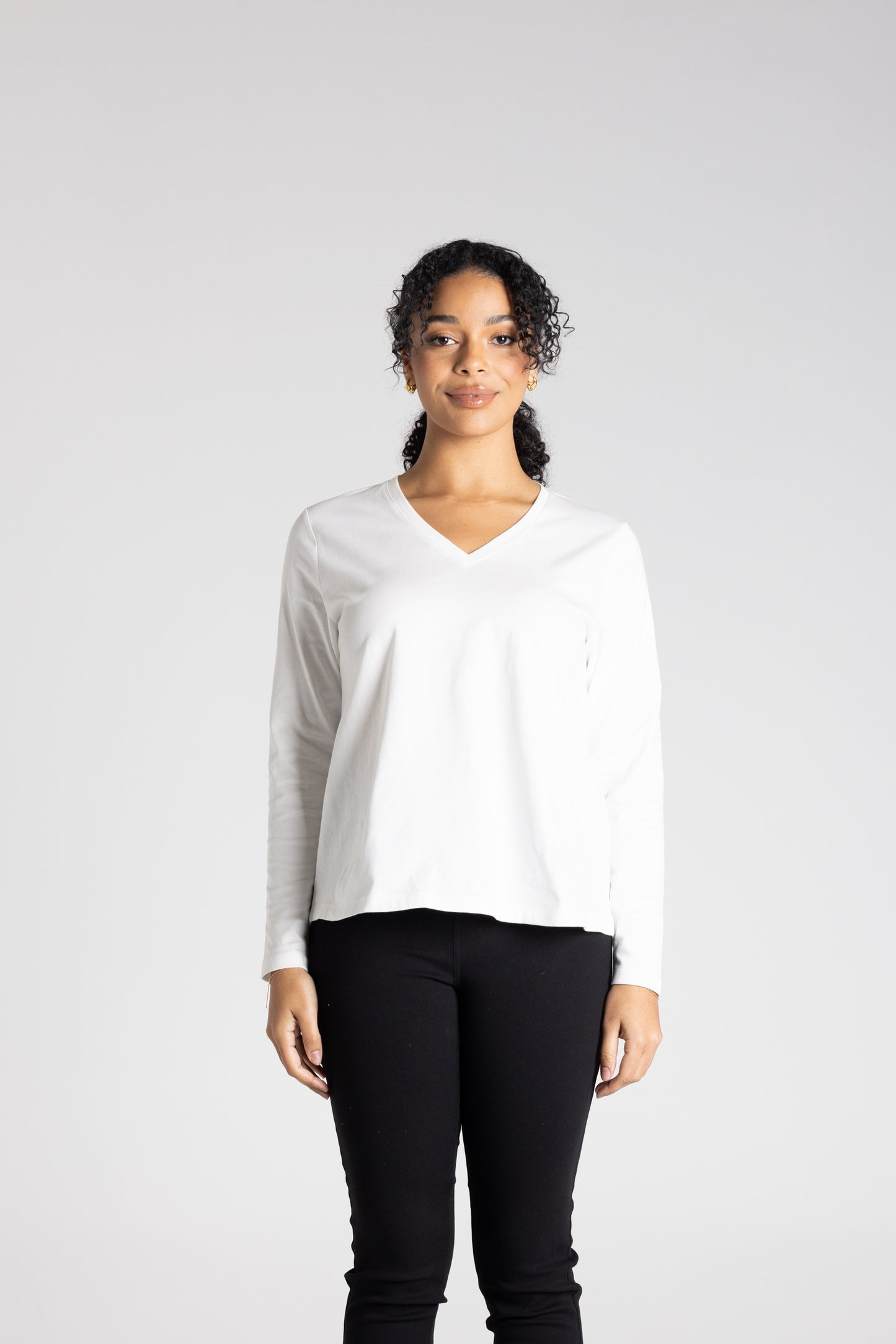 Two T's V Neck Top - Black