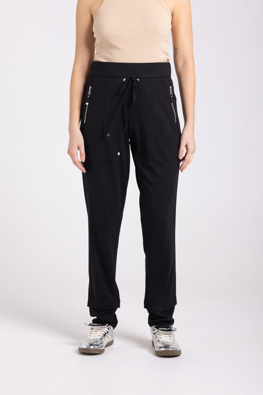 Two T's Ponte Panelled Pant - Black