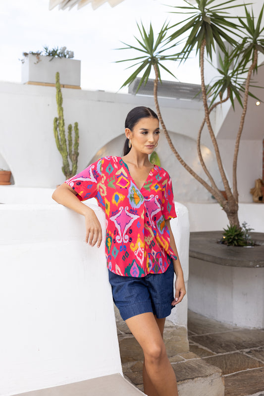 Two T's Ikat Print Top