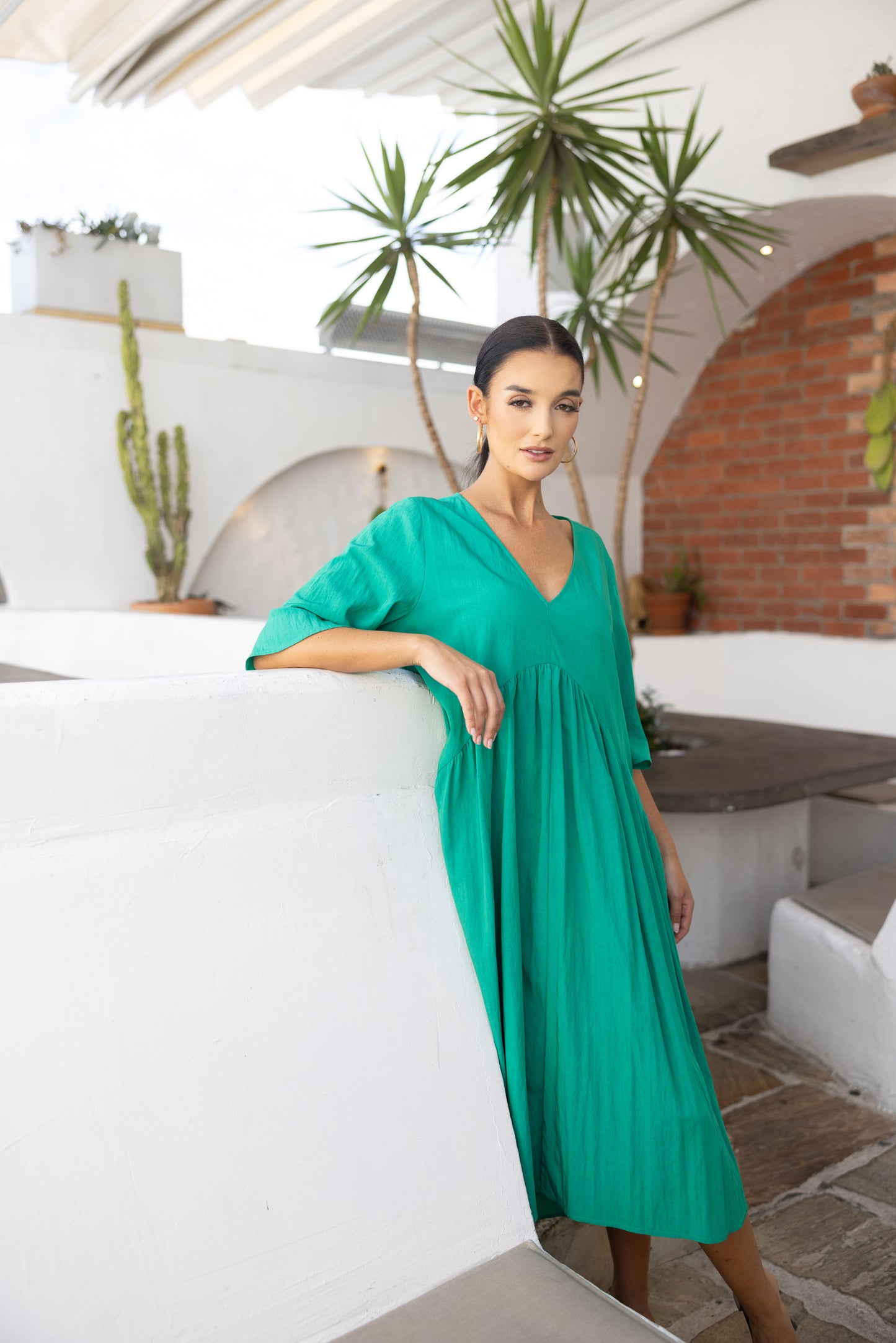 Two T's V-Neck Dress - Emerald