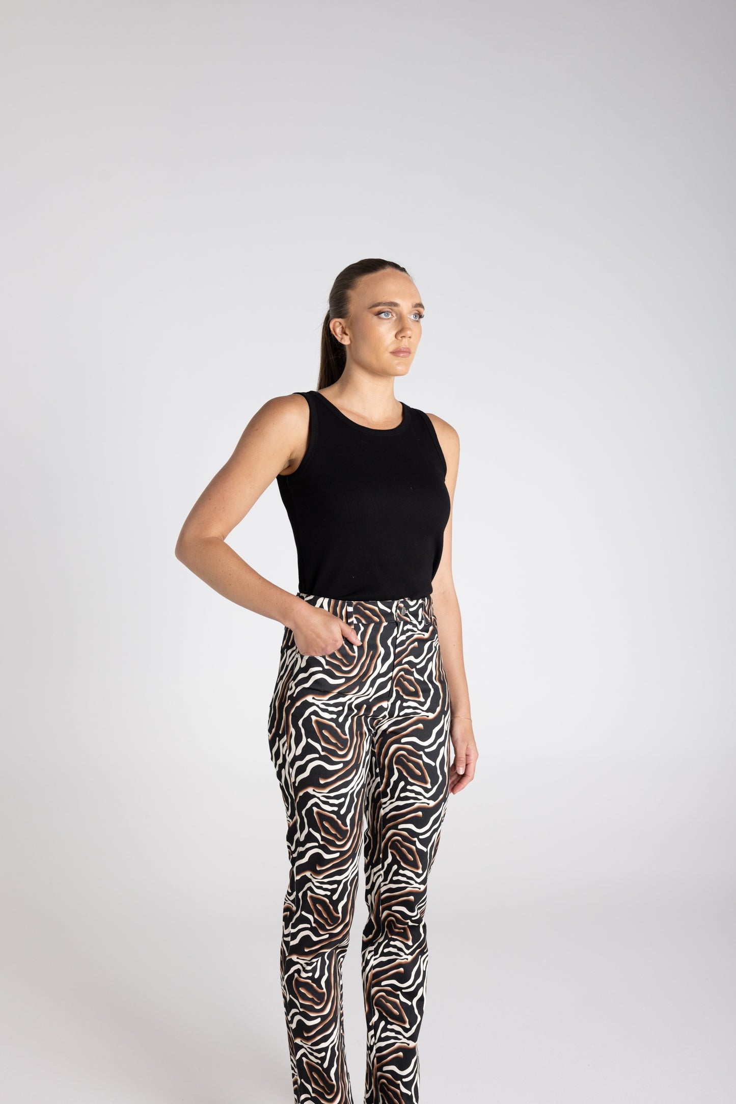 Two T's Zebra Print Jean