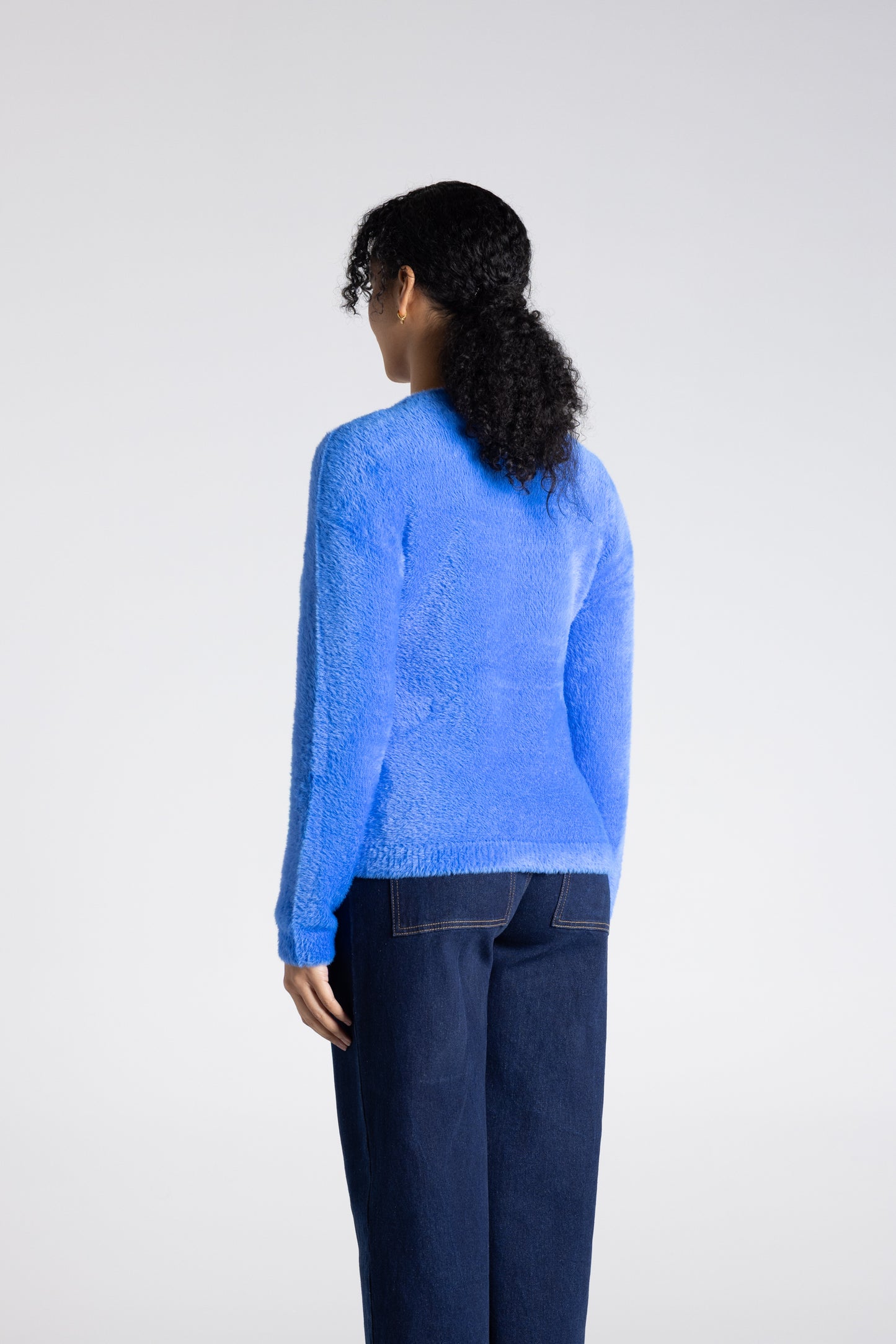 Two T's Crew Neck Fluffy Knit - Electric Blue