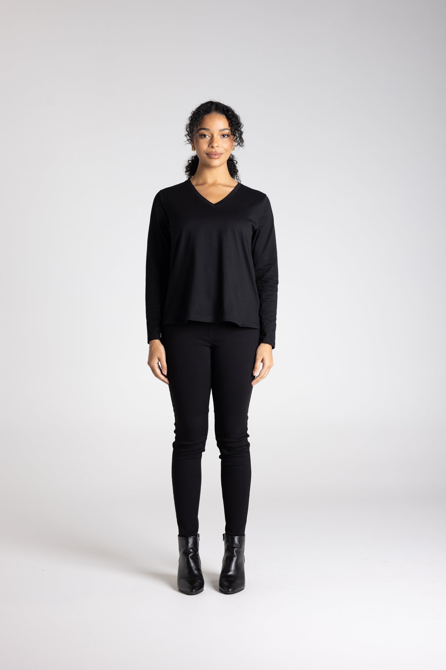 Two T's V Neck Top - Black