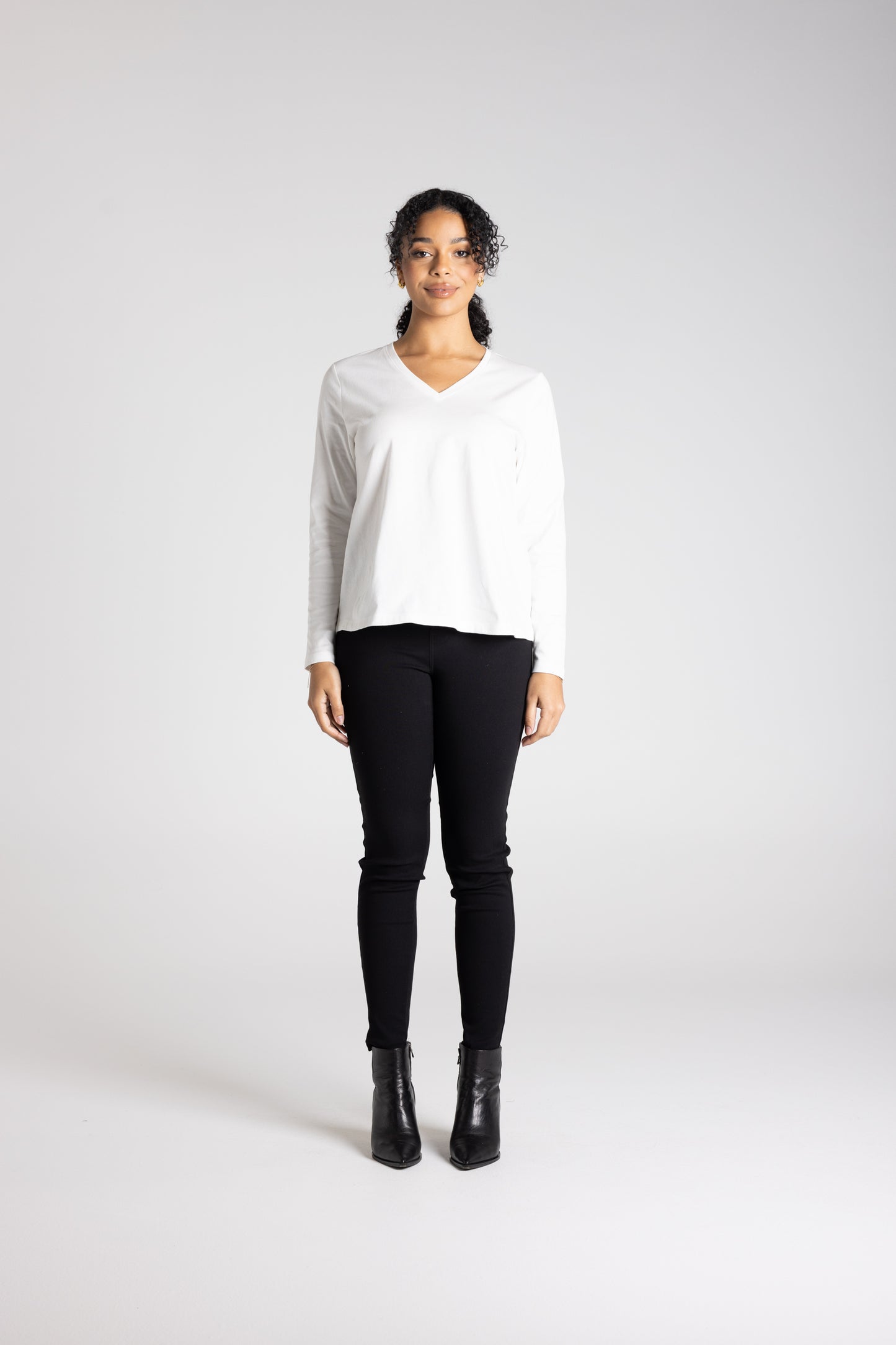 Two T's V Neck Top - White