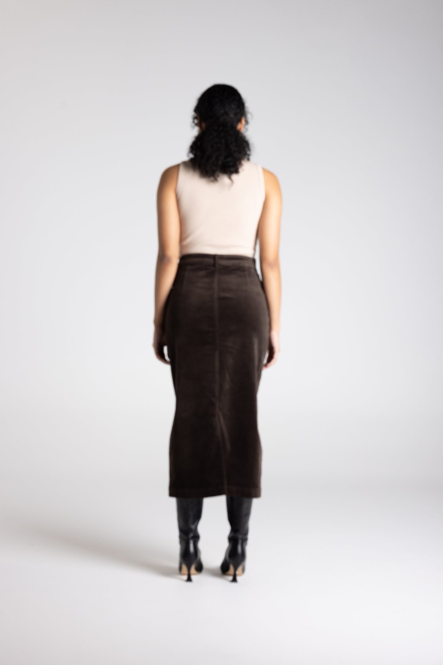 Two T's Cord Midi Skirt - Brazil Nut