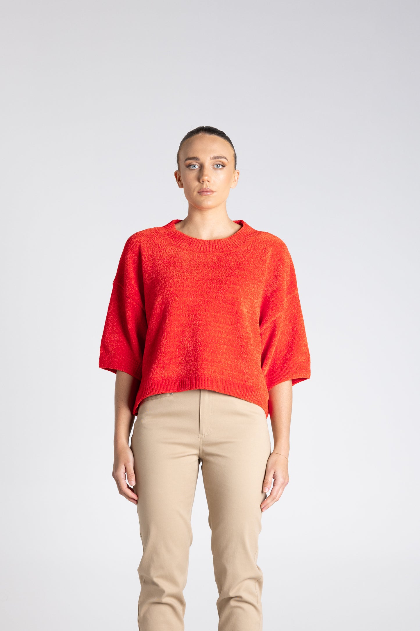 Two T's Chenille Knit Top - Steel
