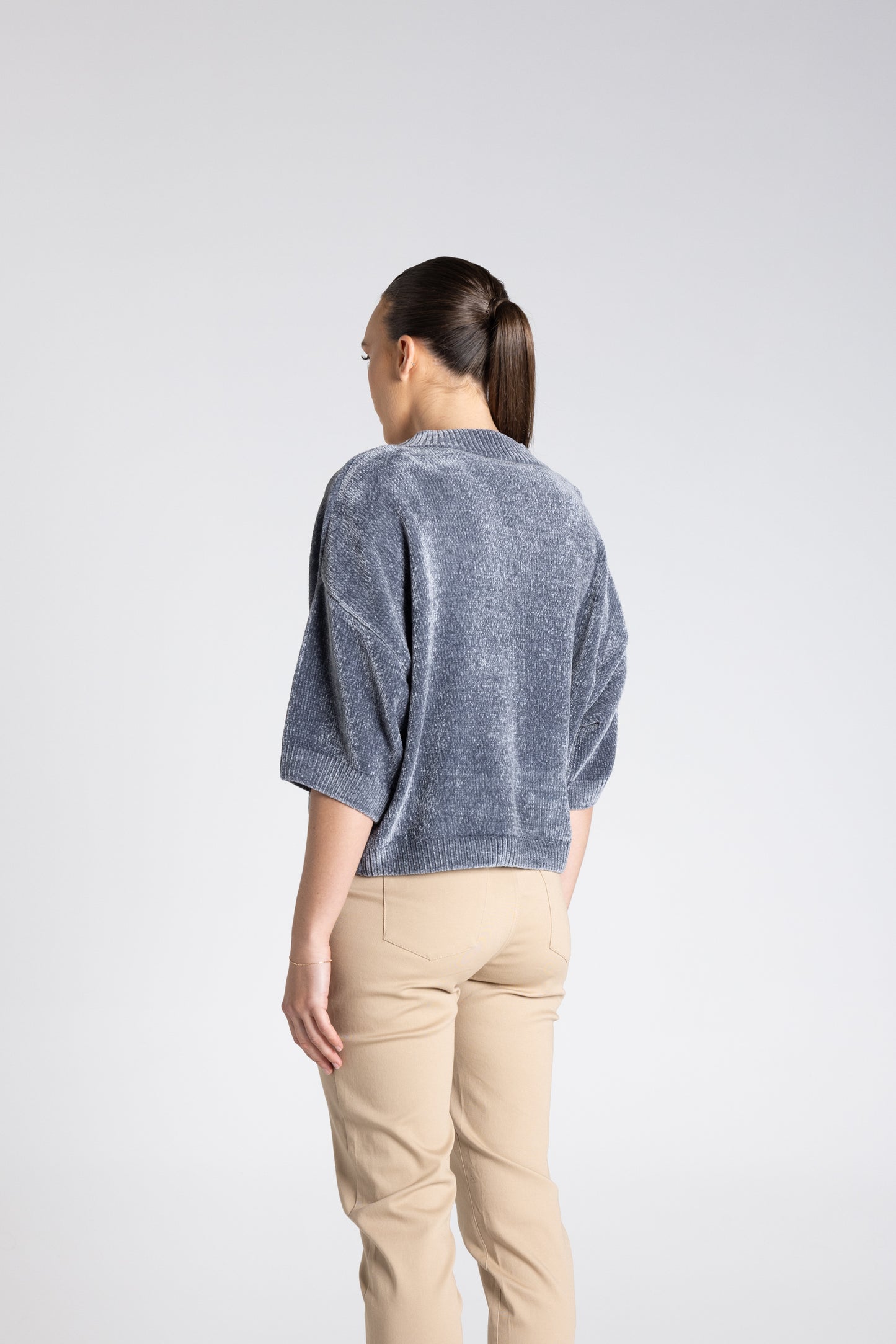 Two T's Chenille Knit Top - Steel