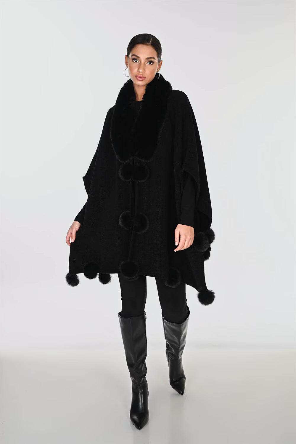 Frank Lyman Relaxed Fit Poncho - Black