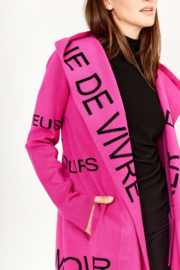 Frank Lyman Open Front Knit Jacket - Fuchsia/Black