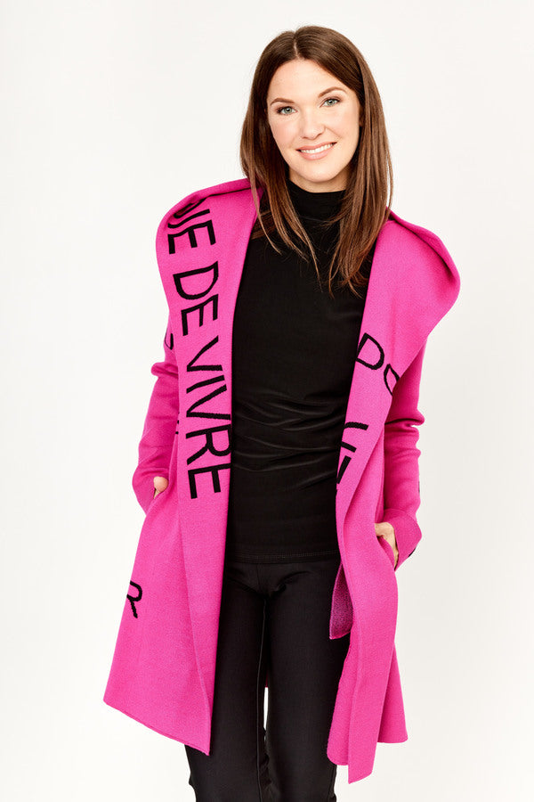 Frank Lyman Open Front Knit Jacket - Fuchsia/Black