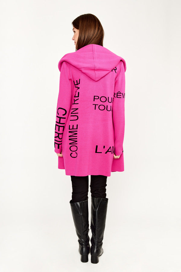Frank Lyman Open Front Knit Jacket - Fuchsia/Black