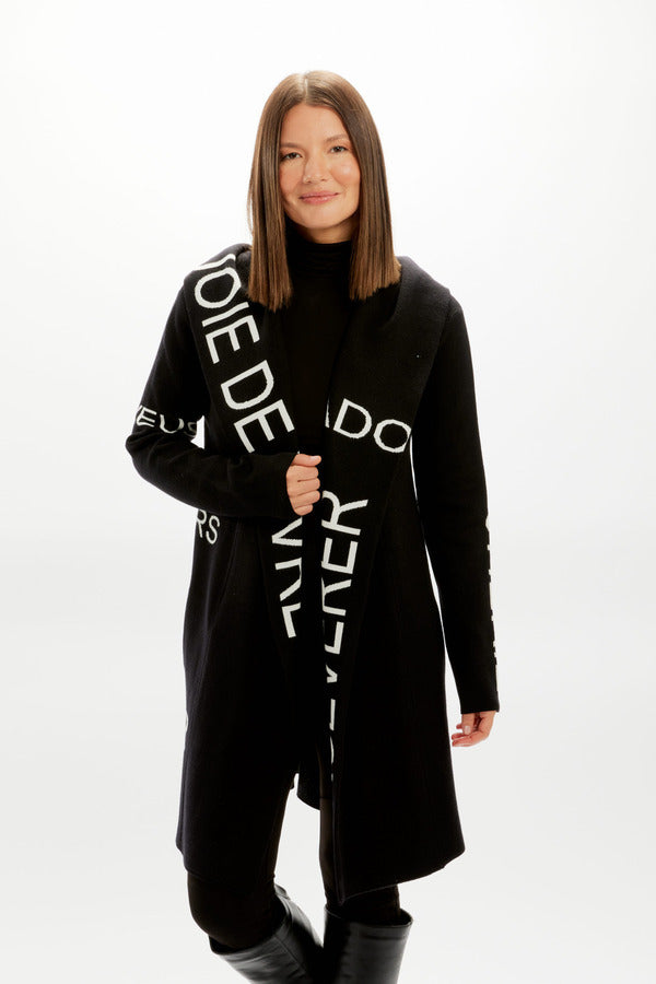 Frank Lyman Open Front Knit Jacket - Fuchsia/Black