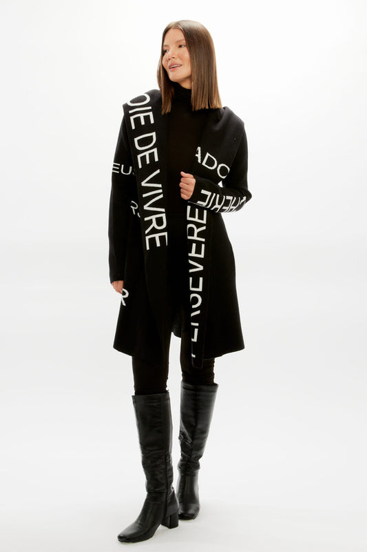 Frank Lyman Open Front Knit Jacket -  Black/White
