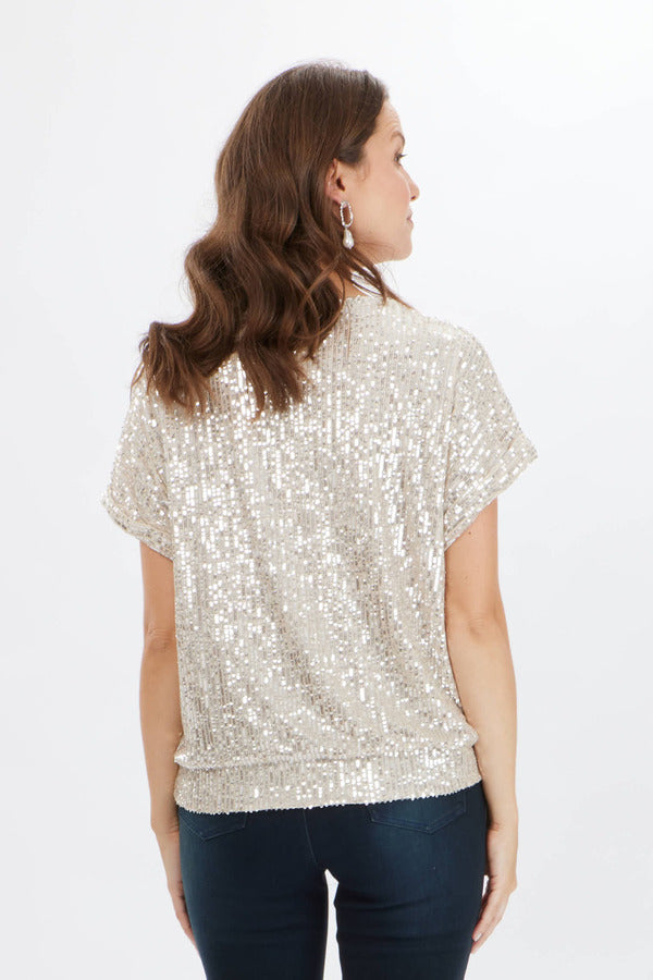Frank Lyman Sequin Top Beige