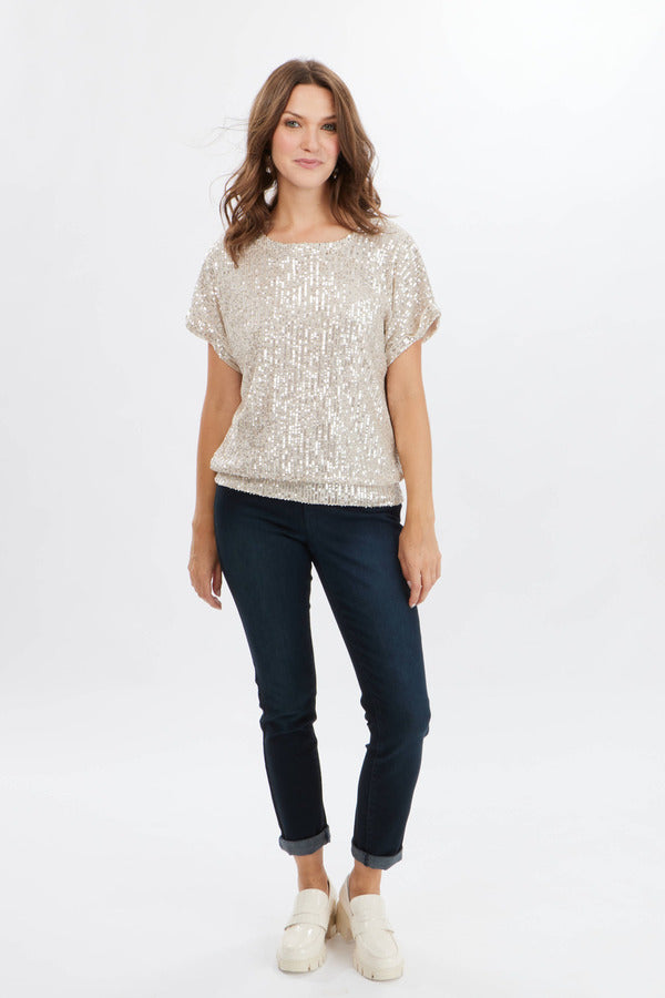 Frank Lyman Sequin Top Beige