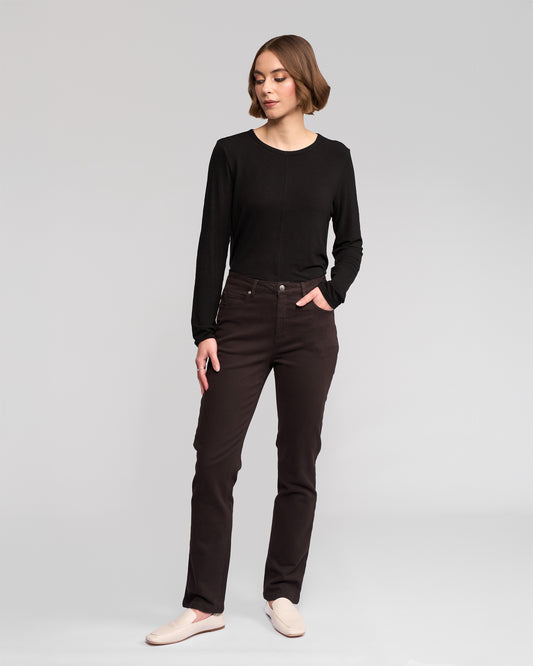 Vassalli Slim Leg Knit Pant - Chocolate