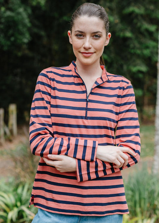 Stripe Polo - Terracotta