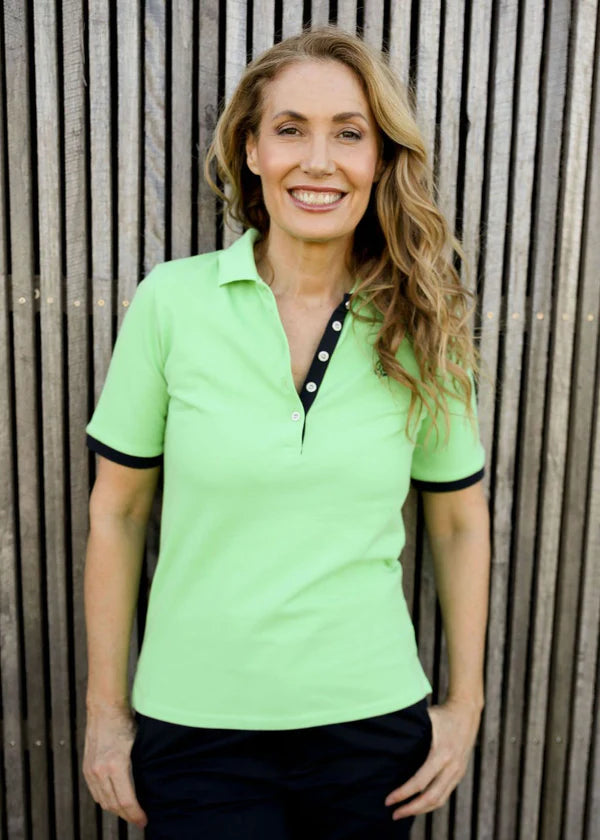 Cotton Contrast trim Polo Apple - Goondiwindi