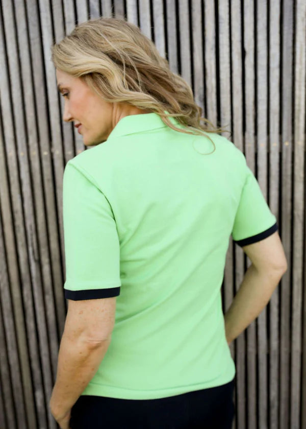Cotton Contrast trim Polo Apple - Goondiwindi