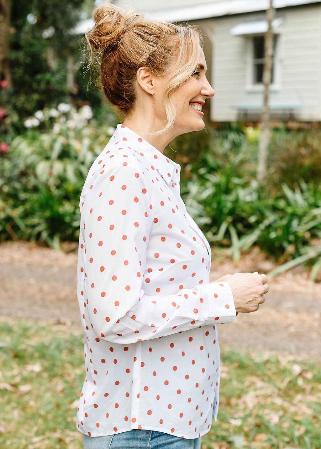 Cotton Spot Shirt - Terracotta