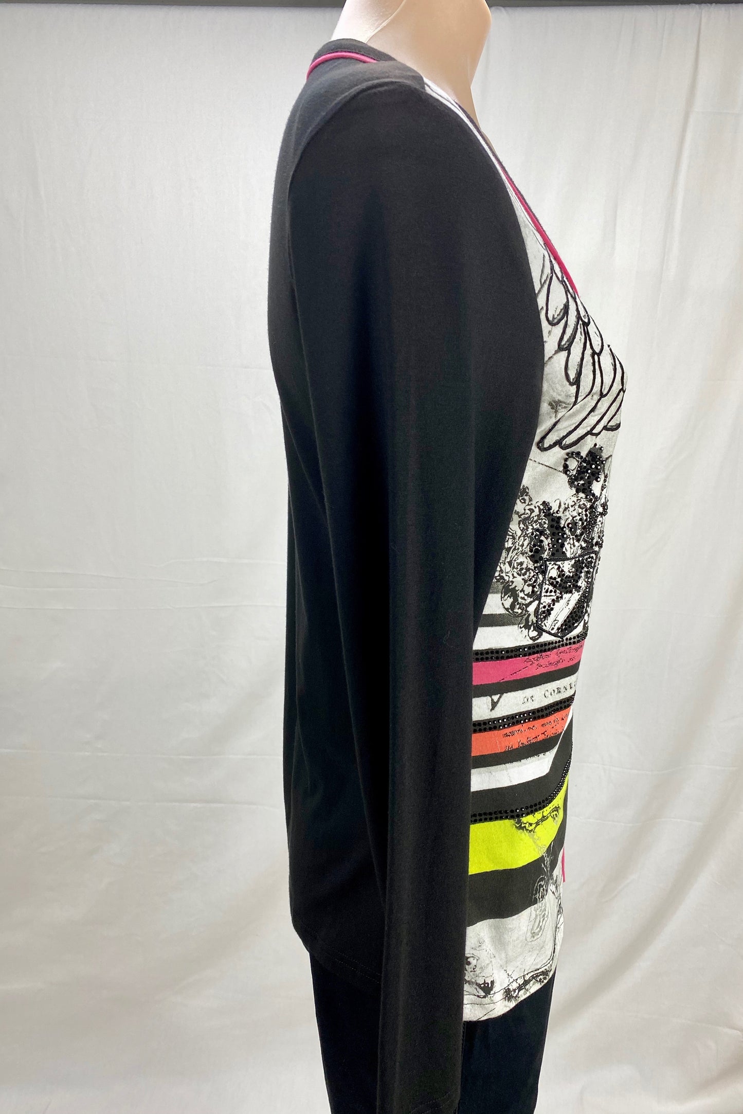 Stripe Print Jacket  - Black
