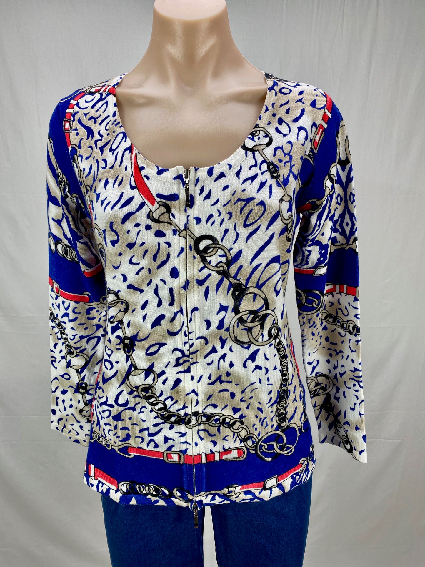 Print Knit Jacket  - Navy
