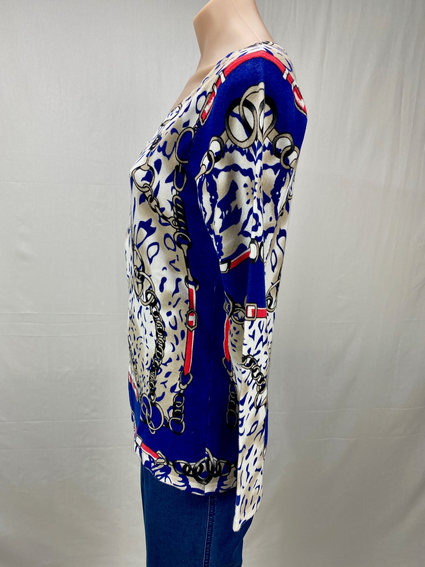 Print Knit Jacket  - Navy